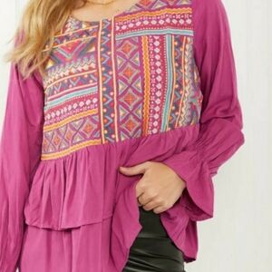 Savanna Jane Embroidered Top Boho Tiered